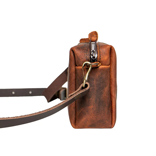 Heritage Leather Riverwalk Purse side view with a white background