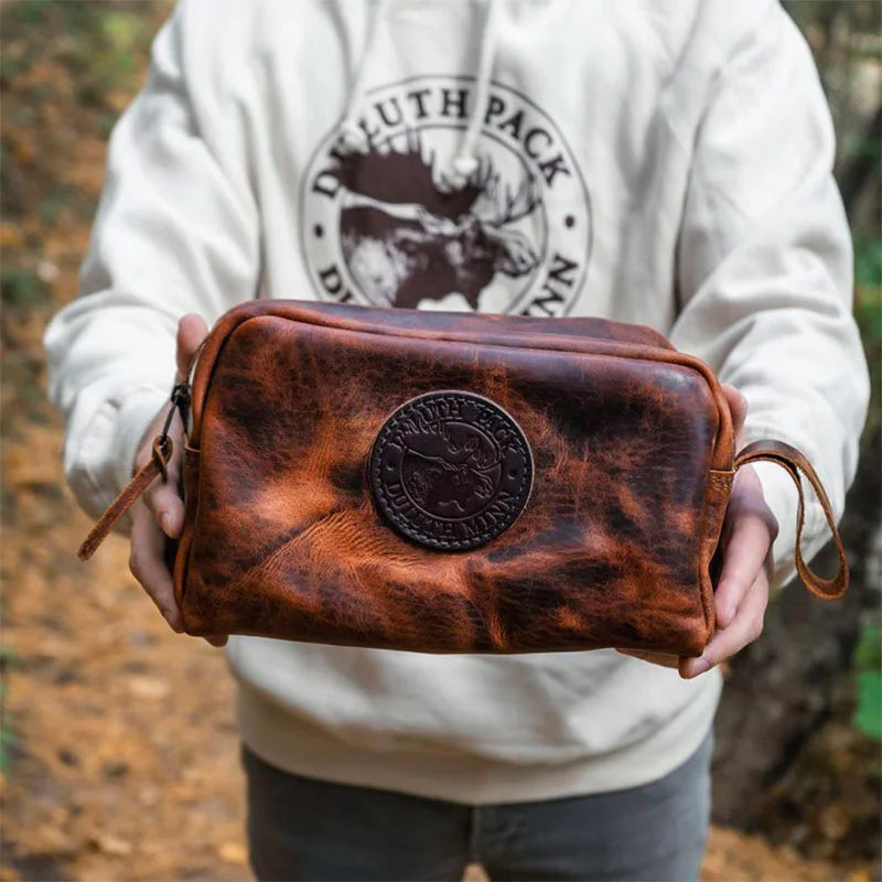 Heritage Leather Kit Bag Held Out