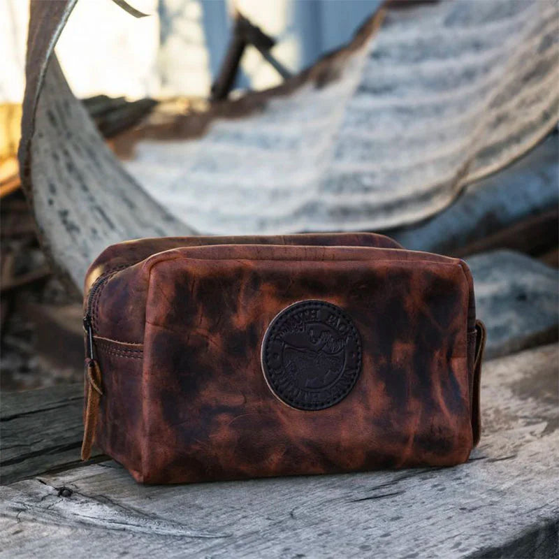 Heritage Leather Kit Bag on Wood Plank