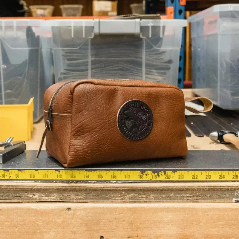 Bison Leather Kit Bag on Workshop Table