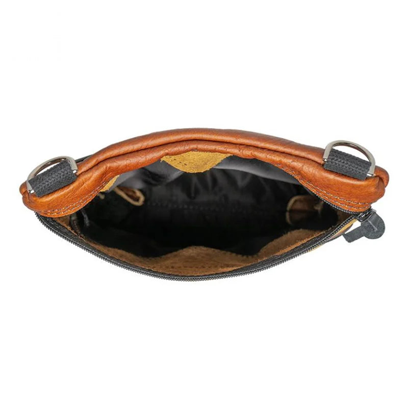 Bison Leather Traverse Crossbody Bag top with a white background
