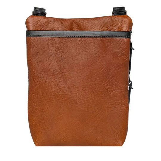 Bison Leather Traverse Crossbody Bag back with a white background