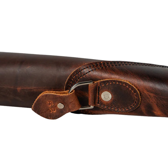 Heritage Leather Shotgun Case close up with white background