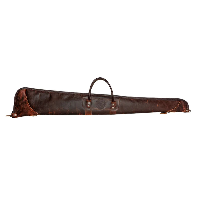 Heritage Leather Shotgun Case front with logo with white background