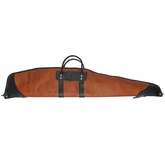 Bison Leather Rifle Case black trim with a white background