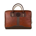 Duluth Pack Bison Leather Computer Briefcase with brown trim with white background