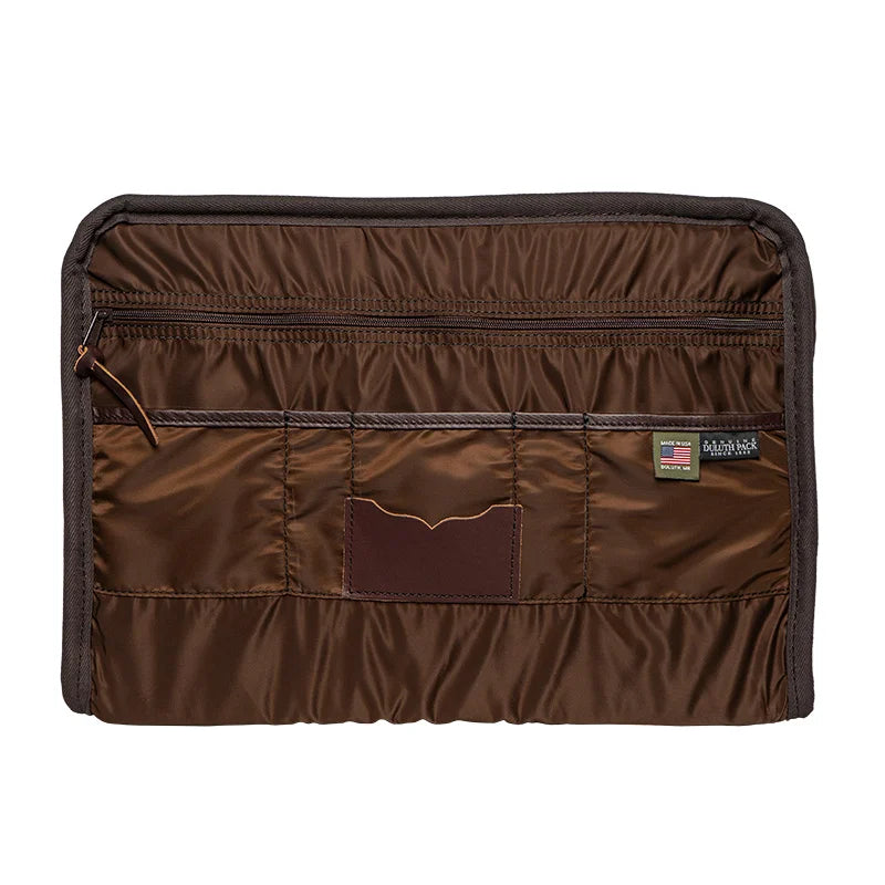 Duluth Pack Bison Leather Computer Briefcase inside view with white background