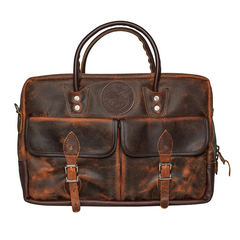 Heritage Leather Freelance Briefcase front view with a white background