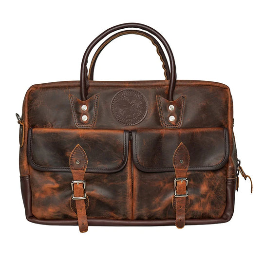 Heritage Leather Freelance Briefcase front view with a white background