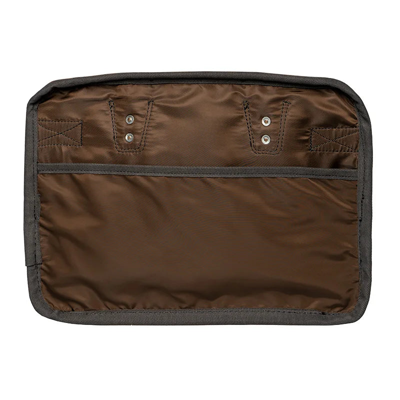 Heritage Leather Freelance Briefcase side view with a white background