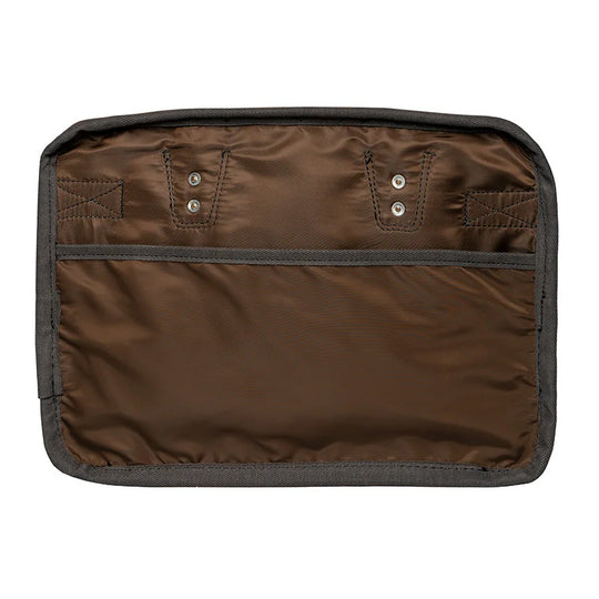 Heritage Leather Freelance Briefcase side view with a white background