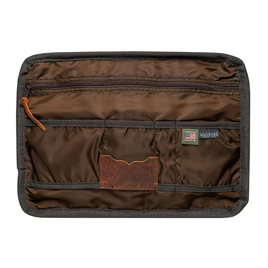 Heritage Leather Freelance Briefcase inside view with a white background