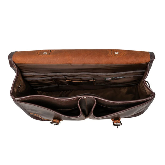 Heritage Leather Executive Briefcase open pockets