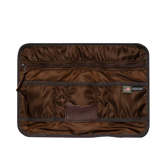 Duluth Pack Bison Leather Entrepreneur Briefcase inside view with white background