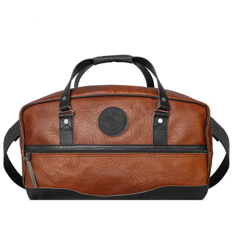 Duluth Pack Bison Leather Weekender Duffel in black with white background
