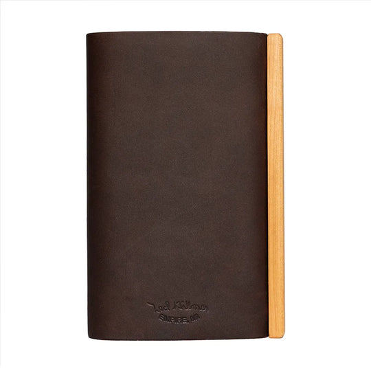 Loose Leaf Button Closure Leather Journal back with white background