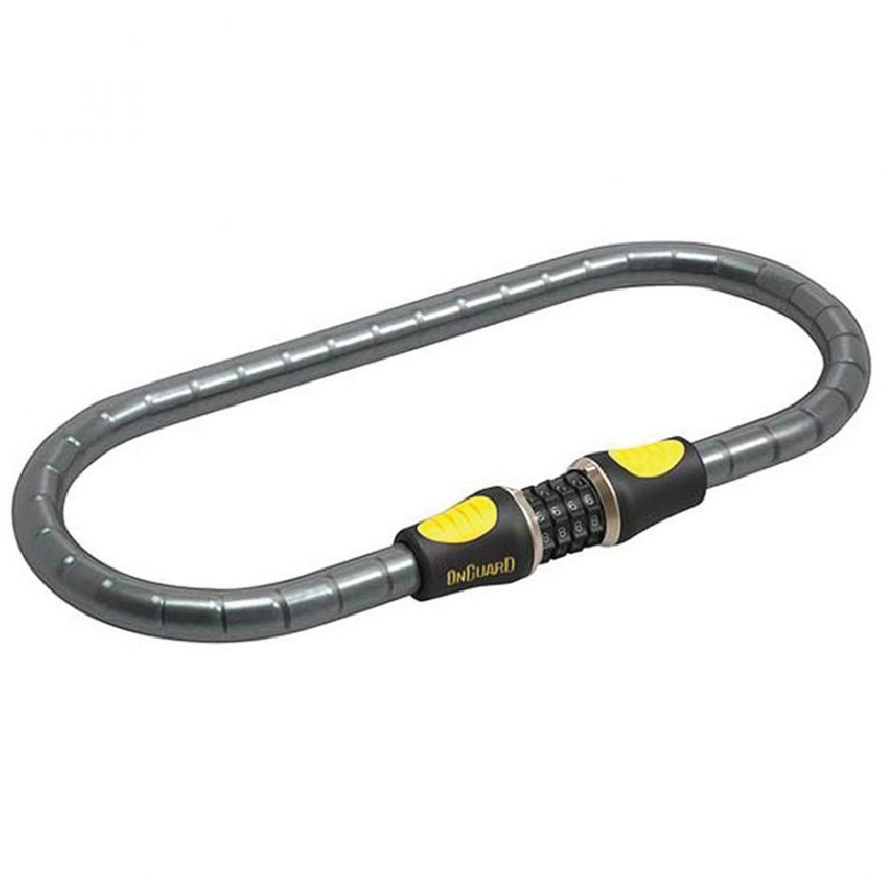 OnGuarD Rottweiler Armored Cable Bike Lock Combo on a white background