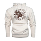 Duluth Pack Logo Sweatshirt in soft cream color with brown iconic moose logo, cozy hooded pullover by LAKESHIRTS, INC., ideal for outdoor apparel and casual wear.
