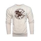 Duluth Pack Logo Crewneck in natural off-white with iconic moose graphic, comfortable fit perfect for casual outdoor and travel wear by LAKESHIRTS, INC.