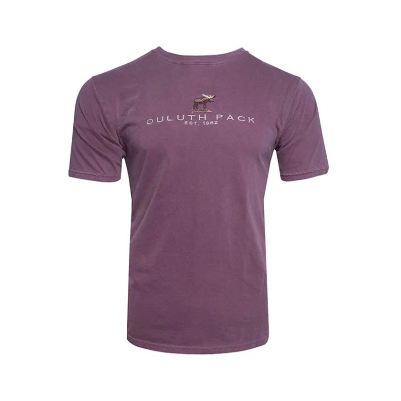 Duluth Pack Embroidered Moose T-Shirt in port with a white background