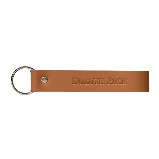 Duluth Pack Leather Keychain in tan leather with white background
