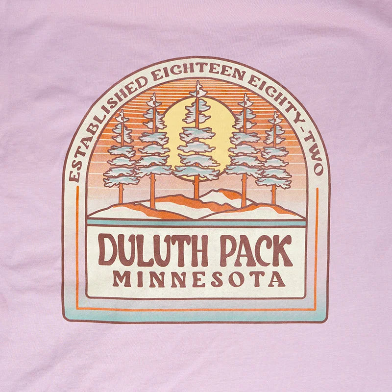 Duluth Pack Beside the Way Pines T-Shirt Graphic on Mauve