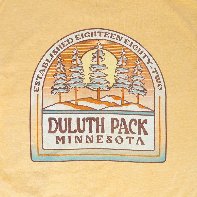 Duluth Pack Beside the Way Pines T-Shirt Graphic on Yellow