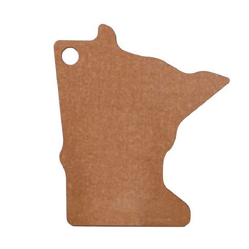 State Shape Cutting Board - Minnesota on a white background