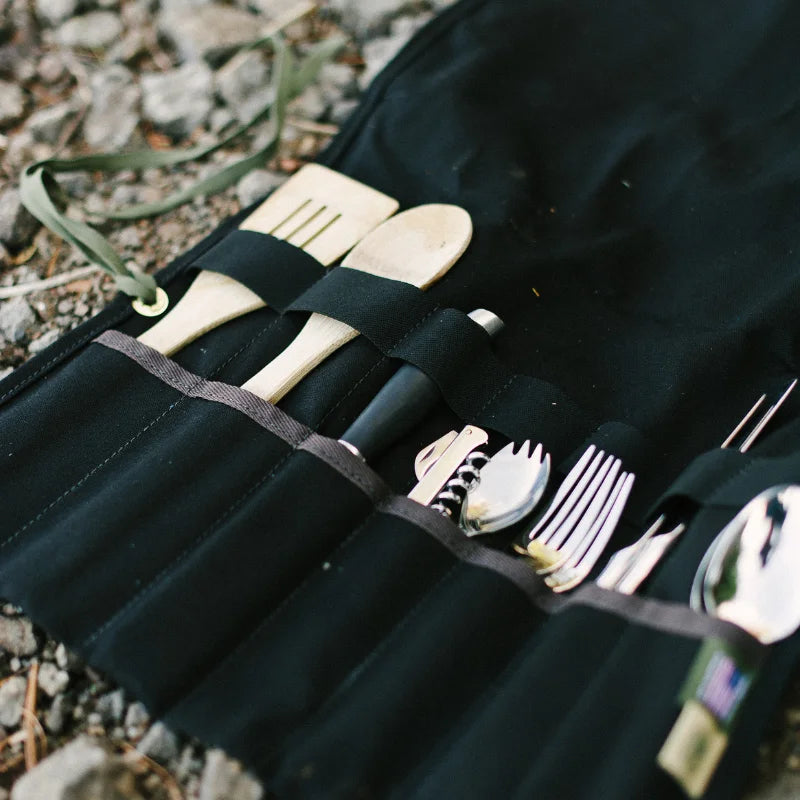 Duluth Pack Utensil Roll in black for camping