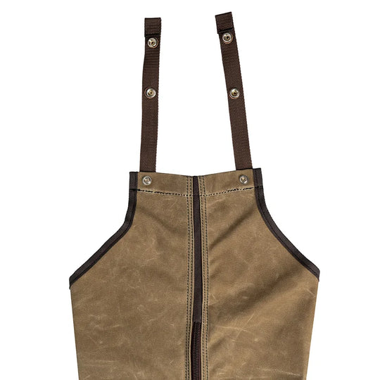 Canvas Chaps in Wax Khaki Open Loops with Snaps