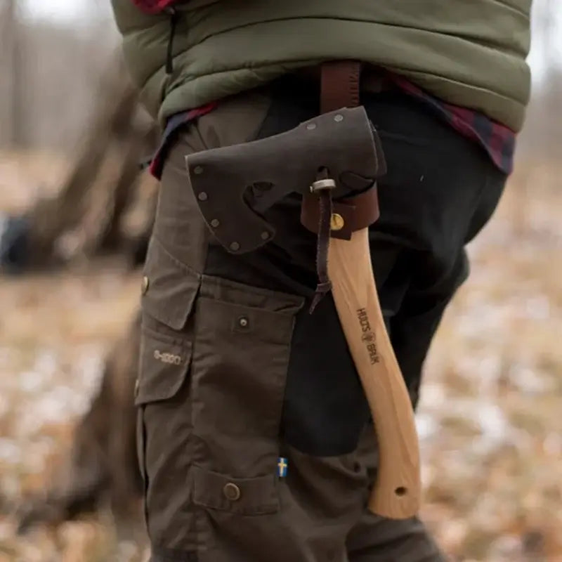 Duluth Pack Axe Holder Brown in the forest