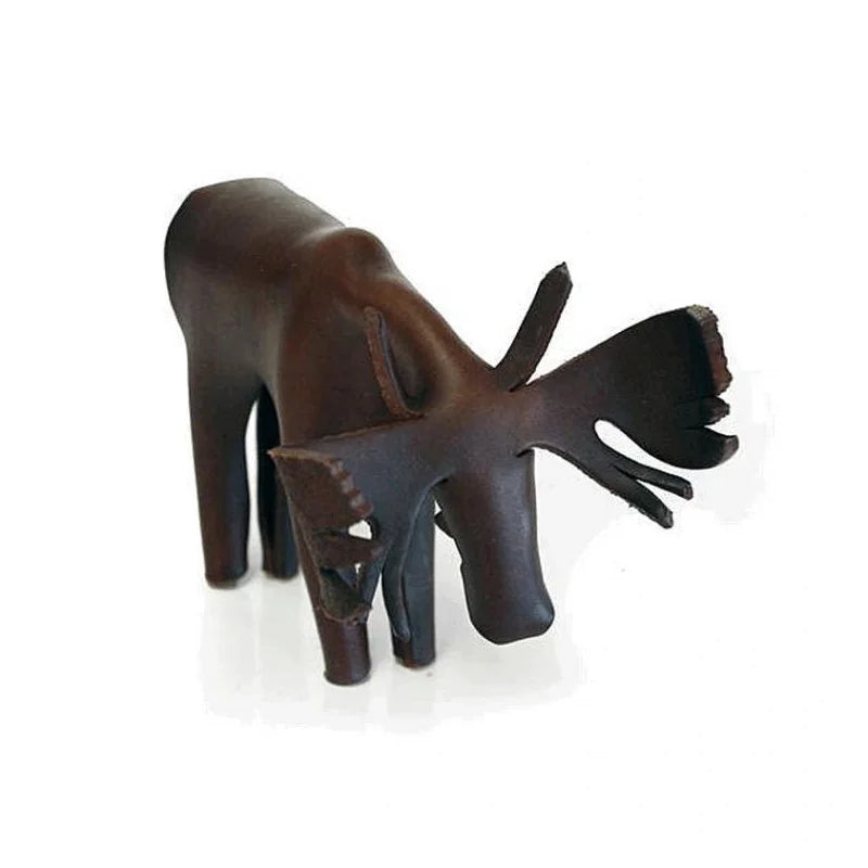 Large Leather Moose in brown with a white background