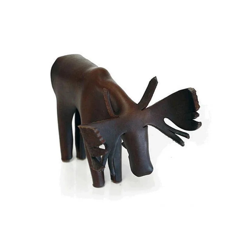 Medium Leather Moose in brown leather with a white background