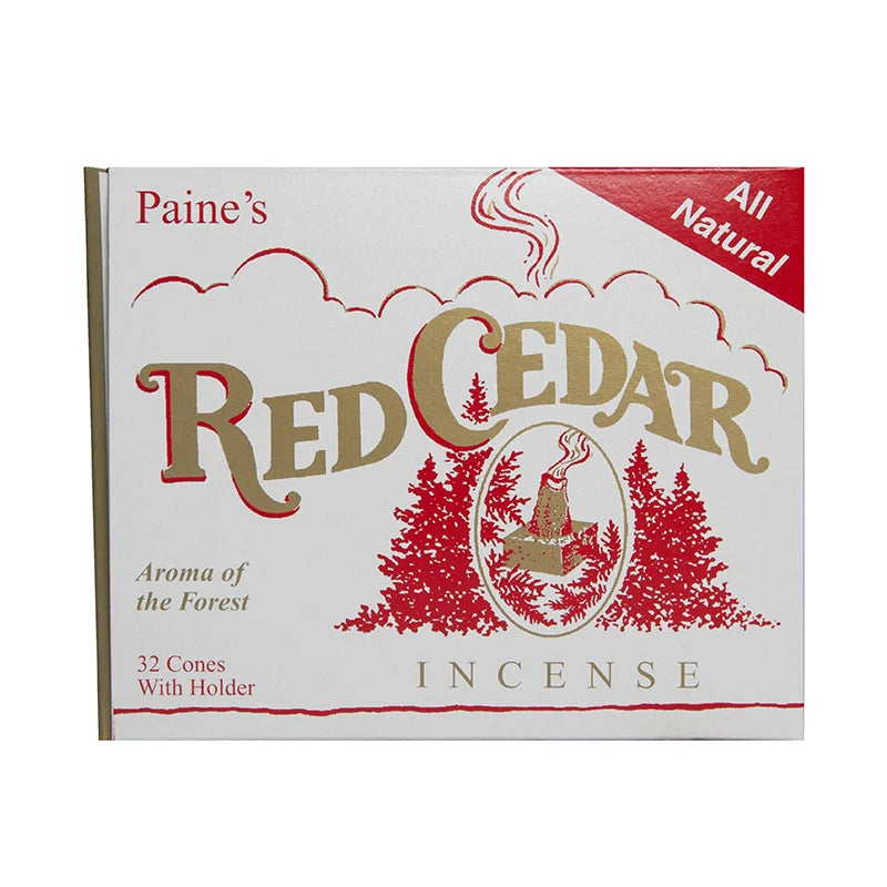 Paine's Red Cedar Incense Cones 32 pack with a white background