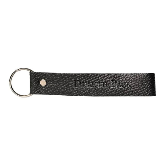 Duluth Pack Leather Keychain in pebbled black leather with white background