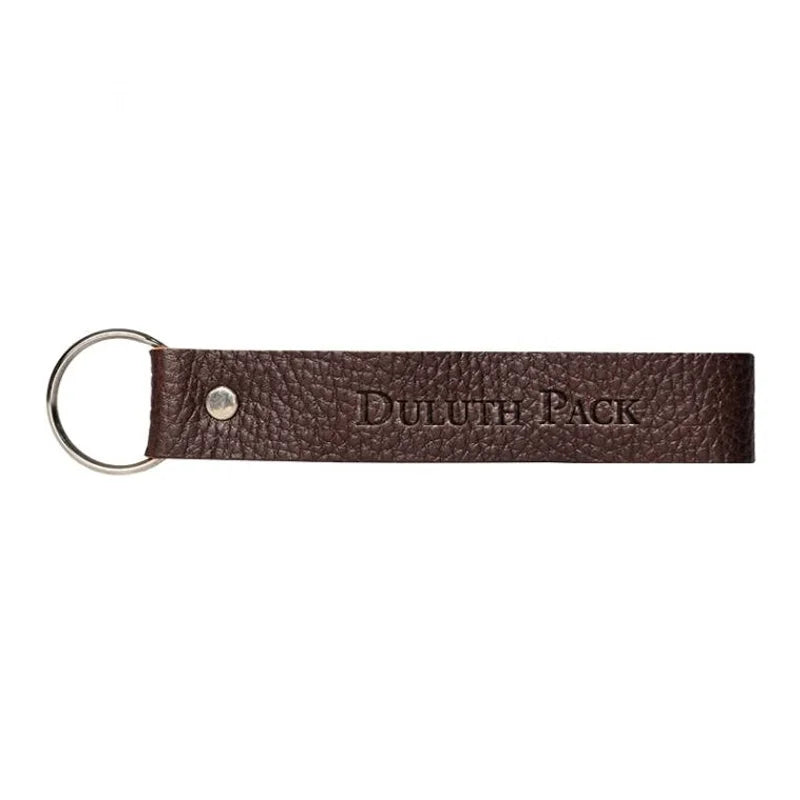 Duluth Pack Leather Keychain in pebbled brown leather with white background