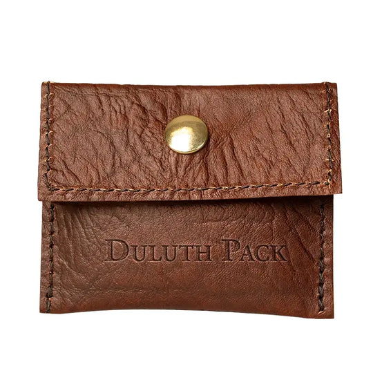 Duluth Pack Leather Hold-All Snap Wallet in Bison Leather with white background. 