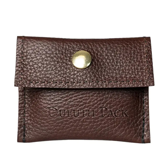 Duluth Pack Leather Hold-All Snap Wallet in Black Pebbled Leather with white background. 