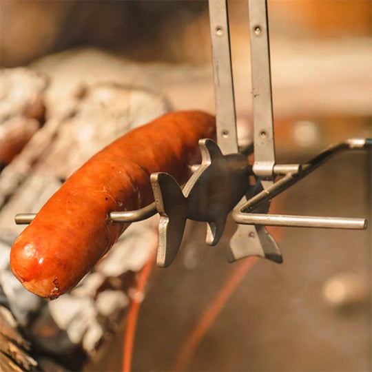 Brat on Fishing Pole Roaster