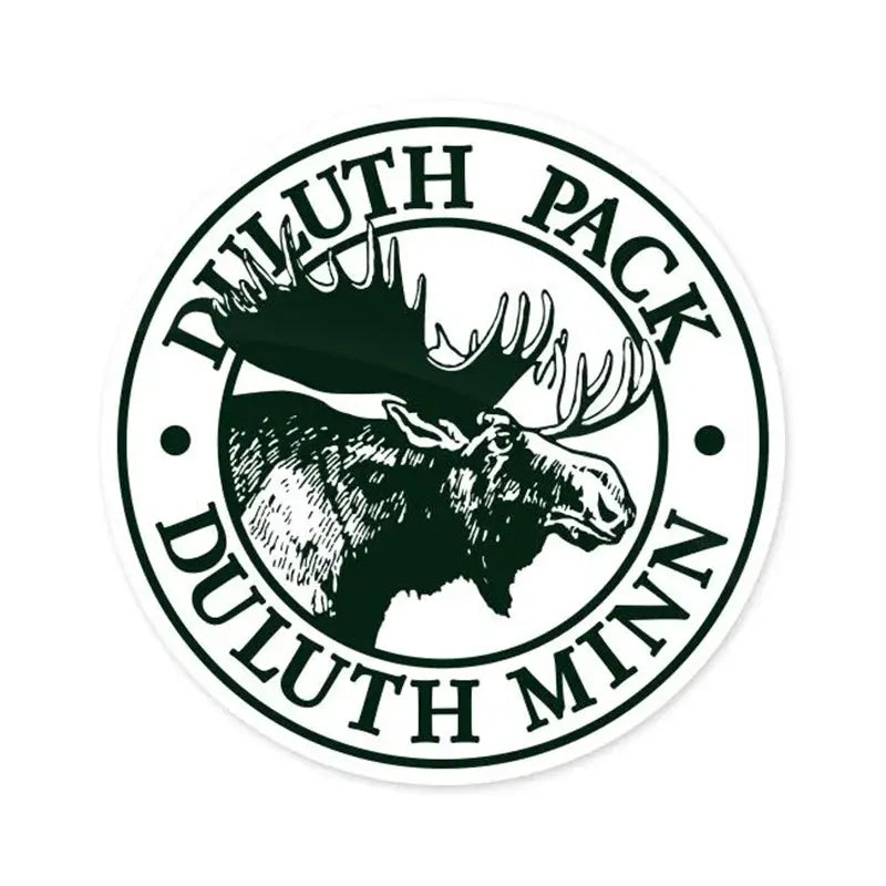 Duluth Pack Sticker in Green with white background