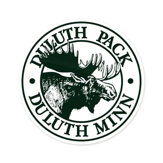 Duluth Pack Sticker in Green with white background