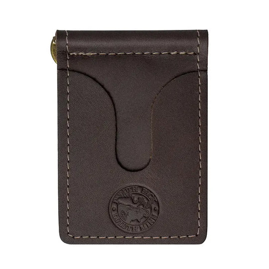 Duluth Pack Deluxe Money Clip Wallet in brown with white background