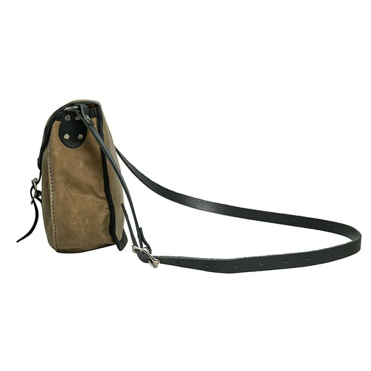 Lake Ontario Medium Shell Purse Black Trim and Wax Khaki Side