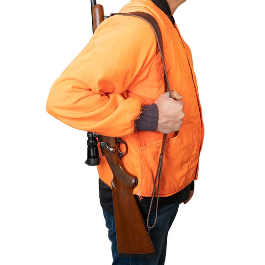 Leather Rifle Sling on Model Side