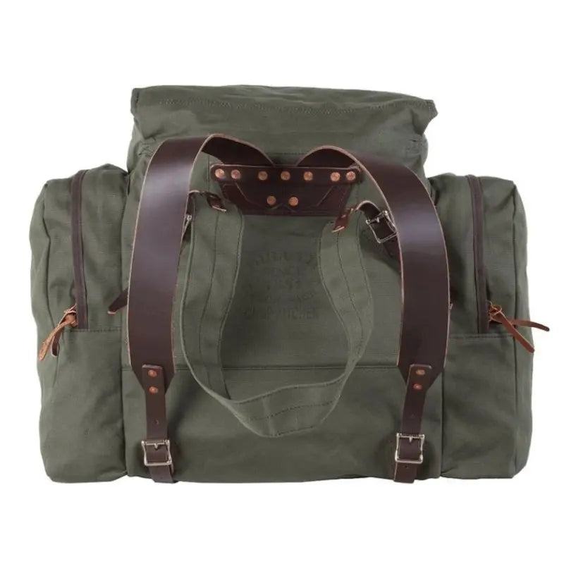 Duluth Pack Camp Kitchen Pack in olive drab rear view with a white background