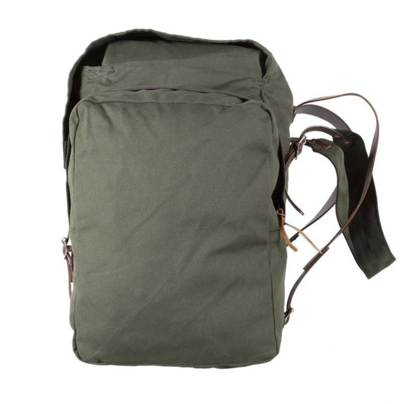 Duluth Pack Camp Kitchen Pack in olive drab side view with a white background