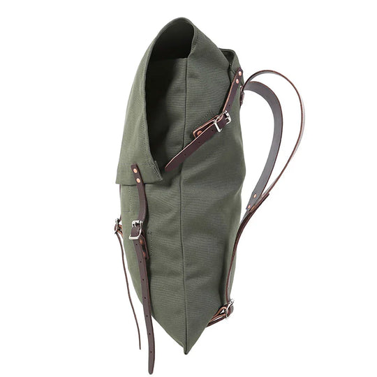 #2 Original Canoe Pack - 59 L in tough green canvas with reinforced leather straps, designed by Duluth Pack for rugged outdoor use and long-lasting durability.