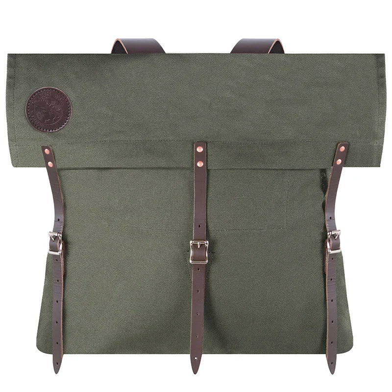 #3 Original Pack - 72 L in tough green canvas with rugged leather straps, crafted by Duluth Pack for durable outdoor use and heritage-inspired adventure gear.