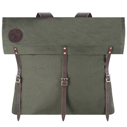 #3 Original Pack - 72 L in tough green canvas with rugged leather straps, crafted by Duluth Pack for durable outdoor use and heritage-inspired adventure gear.