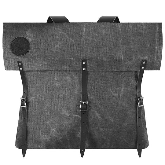 #3 Original Pack - 72 L in rugged waxed canvas with reinforced leather straps, designed by Duluth Pack for durable outdoor use and heavy-duty adventures.